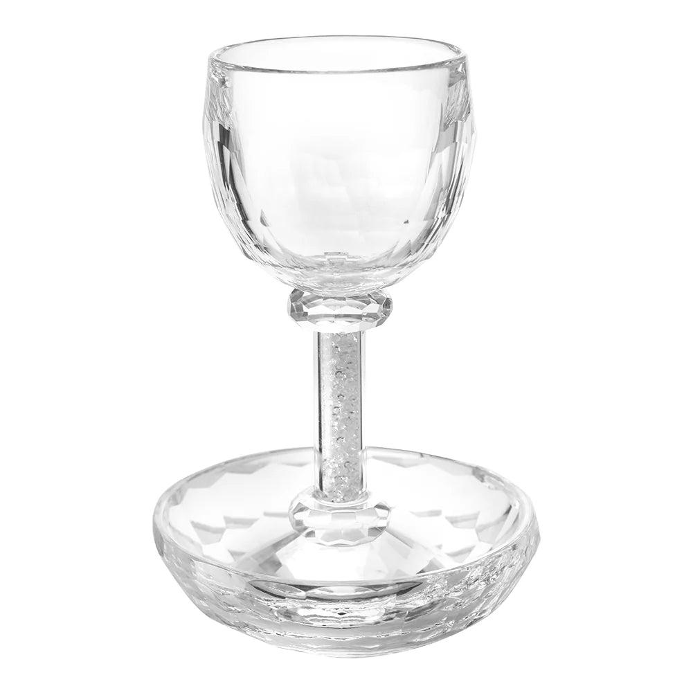 Clear crystal wine goblet with a stand on a white background - AFH Bargains
