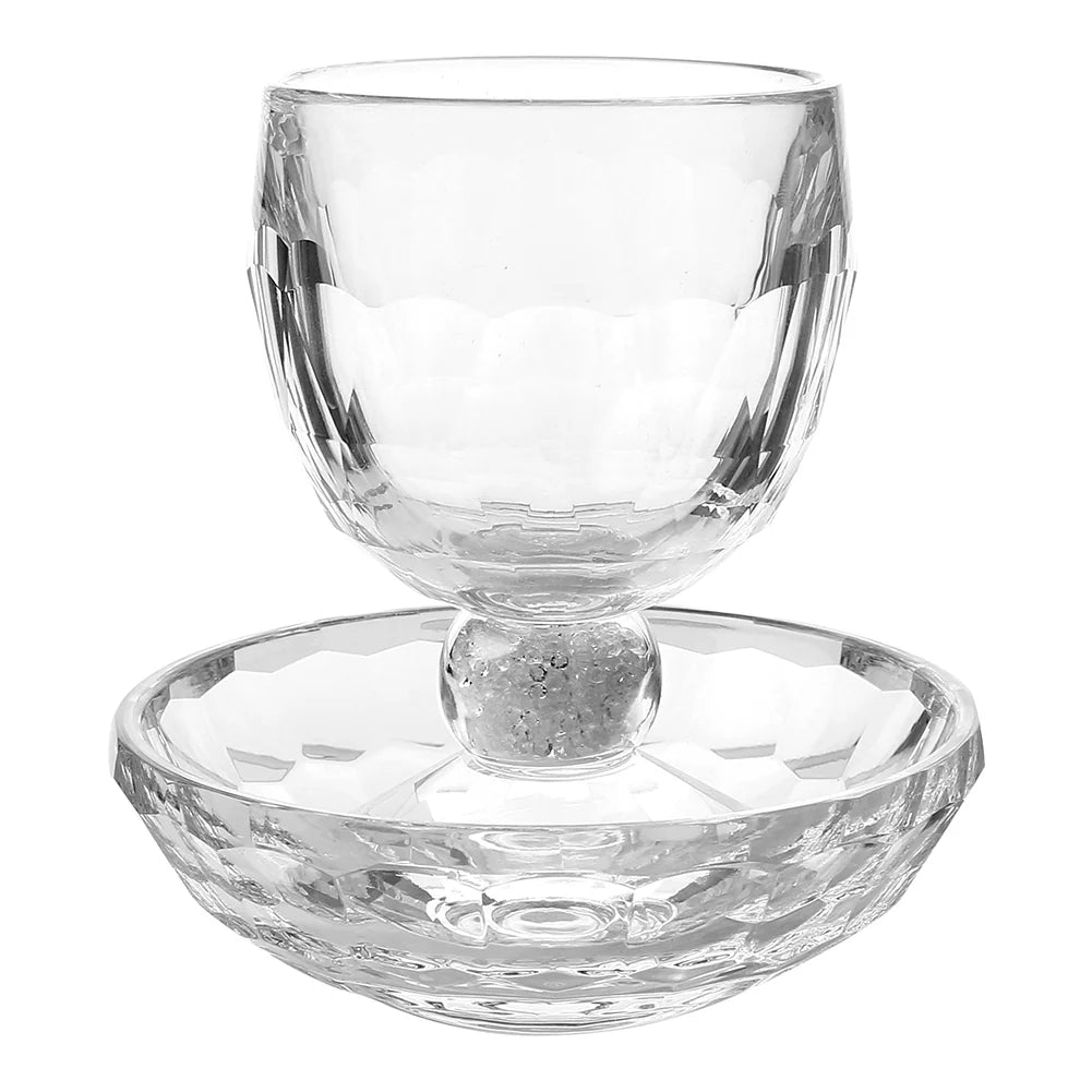Crystal short wine goblet with plate - on a white background - AFH Bargains