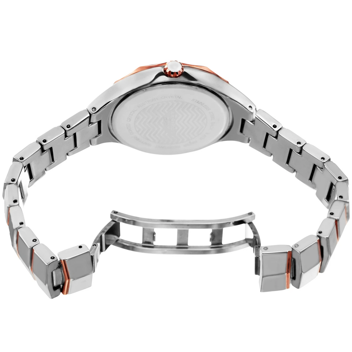 Akribos XXIV Two Tone Case on Two Tone Bracelet, White Dial with Rose Gold Tone Hands