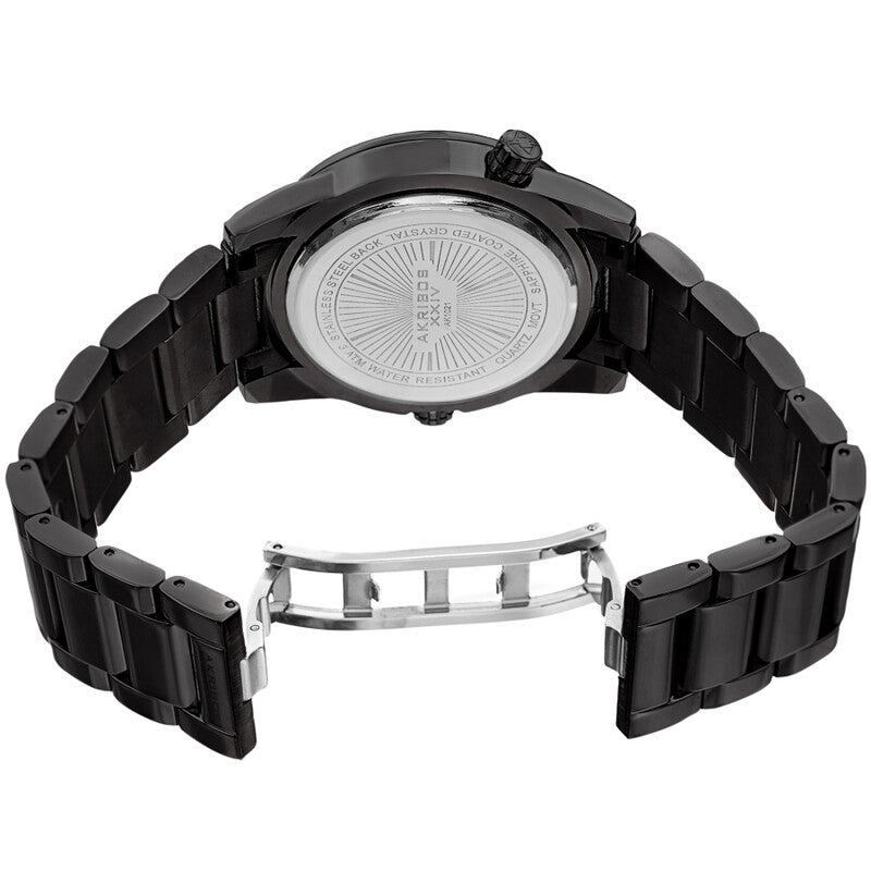 Akribos XXIV Gunmetal Tone Case on Gunmetal Bracelet, Orange Dial with Gray Tone Hands