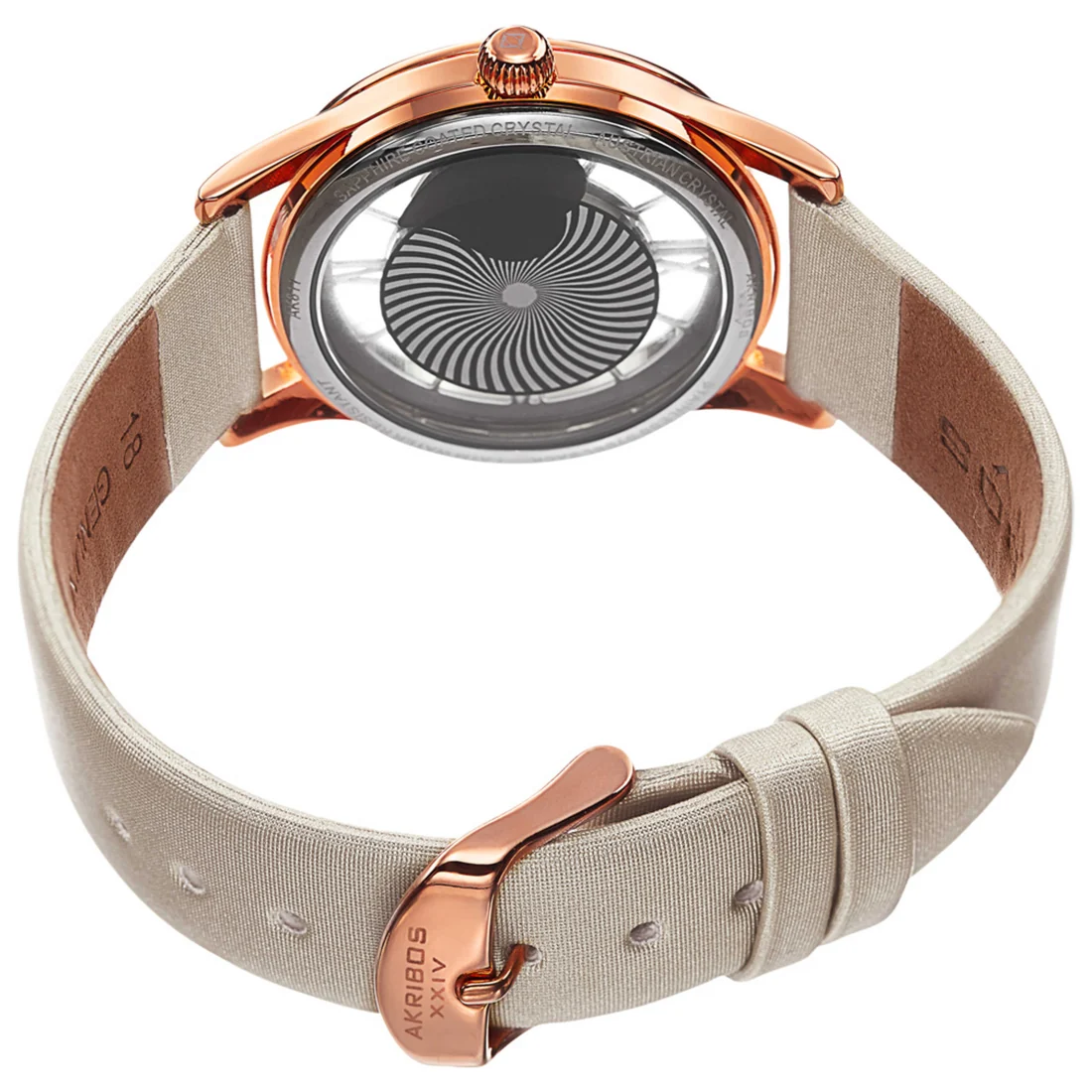 Akribos XXIV Rose Gold Ion Plated Alloy Case on Rose Gold Bracelet, White Dial with Rose Gold Tone Hands