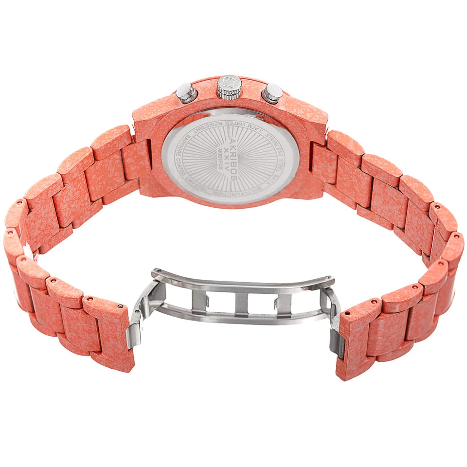 Akribos XXIV Peach case on Peach Bracelet, Peach dial with Silver Tone Hands
