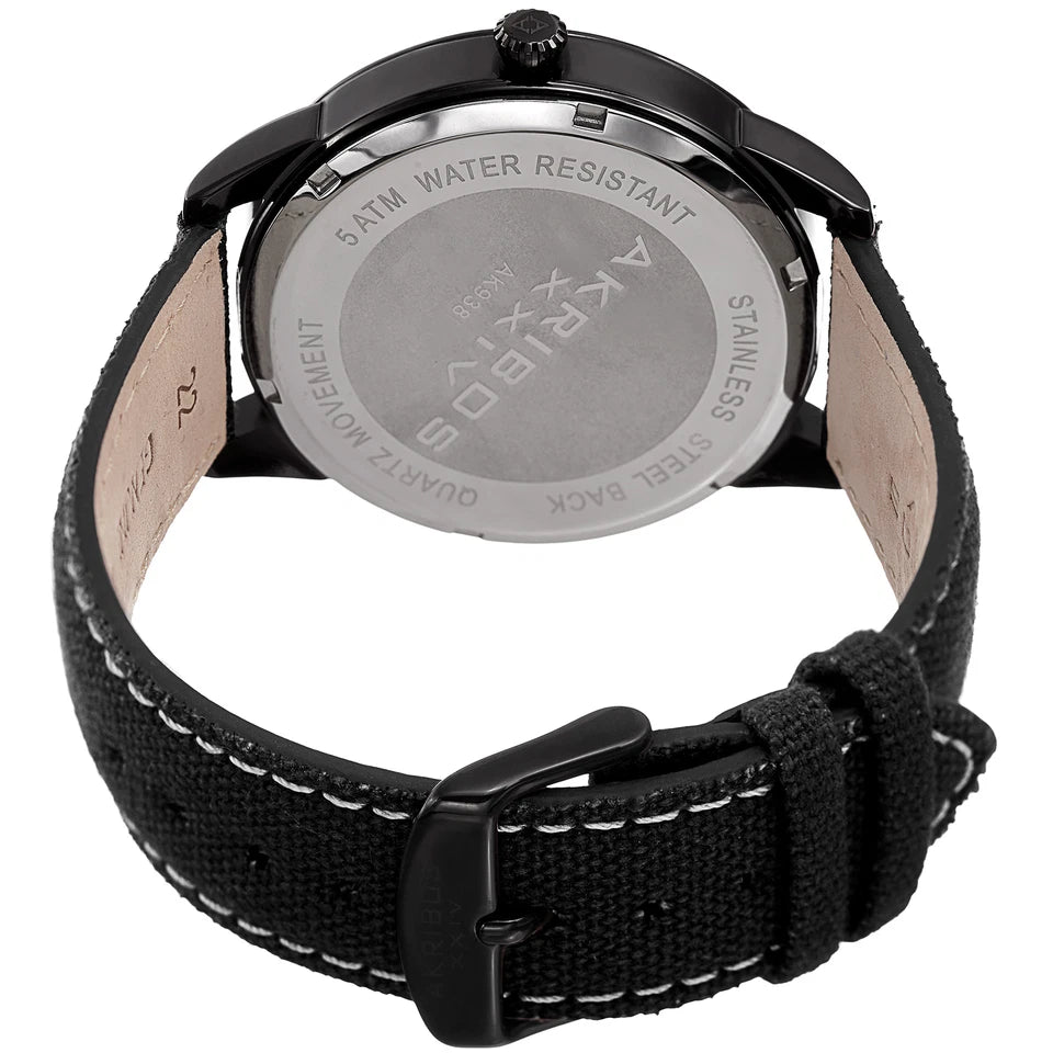 Akribos XXIV Gray Ion Plated Case on Black Strap, Orange Dial with Black Hands