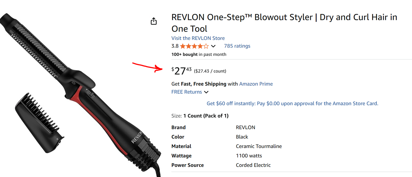 Revlon One-Step Styler for Blowout Curls, Dry & Curl In One Step