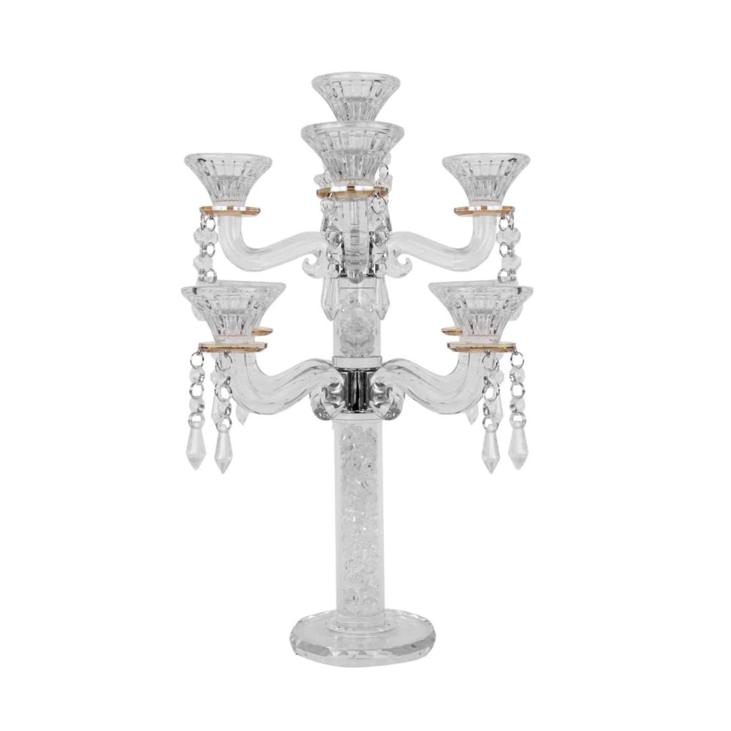 to - Tier Crystal candelabra with gold accents on a white background - AFH Bargains