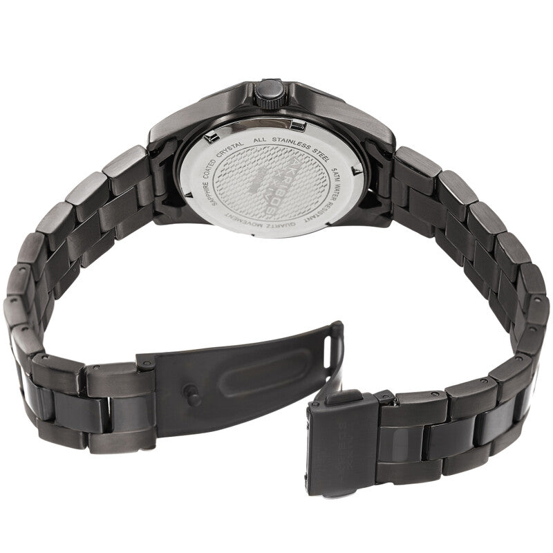Akribos XXIV Silver and Gun Ion Plated Stainless Steel Case on Gun/Silver Bracelet, White Mother Of Pearl Dial with Silver Hands
