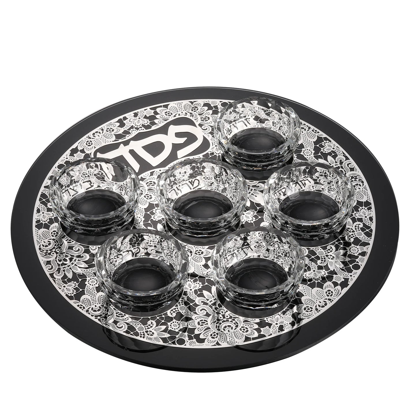 Decorativepassover Seder Plate with lace pattern on a white background = AFH Bargains