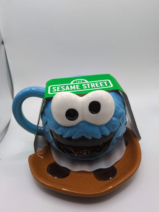 NEW RELEASE Sesame Street Cookie Monster Ceramic Mug And Plate Set NWT