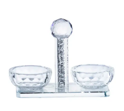 Crystal white salt and pepper shaker set on a white background - AFH Bargains
