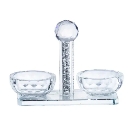 Crystal white salt and pepper shaker set on a white background - AFH Bargains