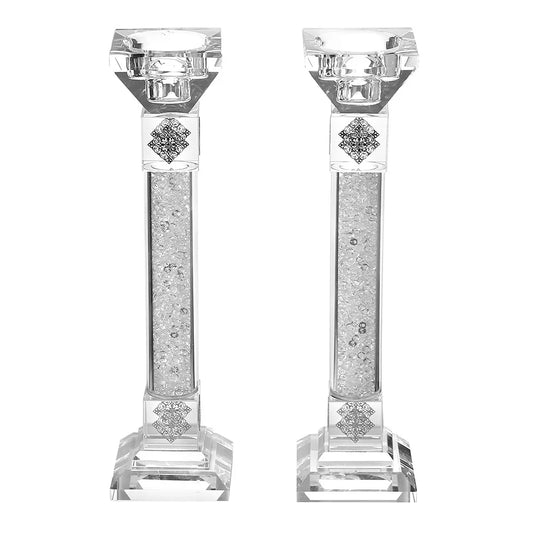Two crystal candle holders on a white background - AFH Bargains