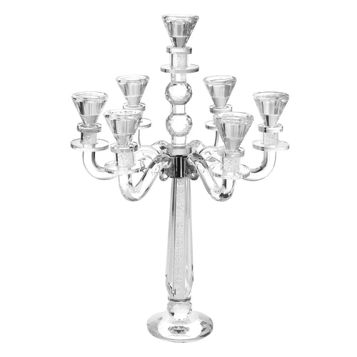 Clear crystal 7 branch candelabra on a white background - AFH Bargains