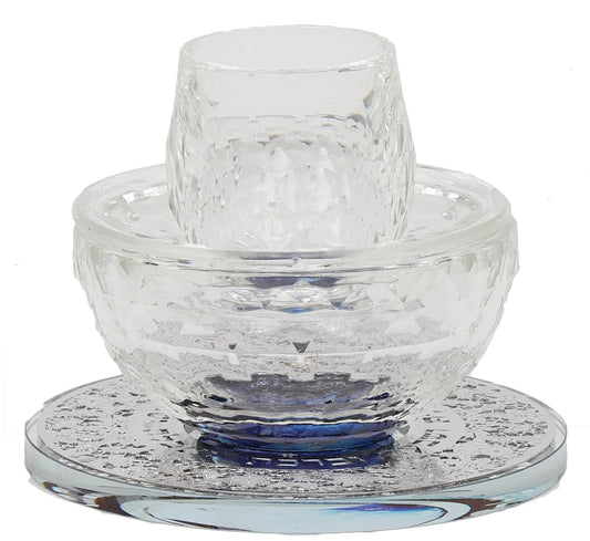 Clear glass bowl with textured flower surface on a white background - AFH Bargains