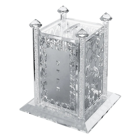 Decorative crystal charity box with crystal accents on a white background - AFH Bargains