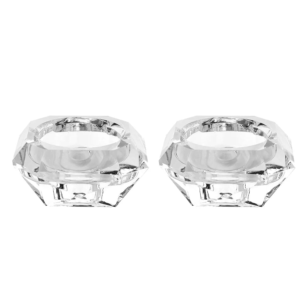 Two clear crystal candle holders on a white background - AFH Bargains