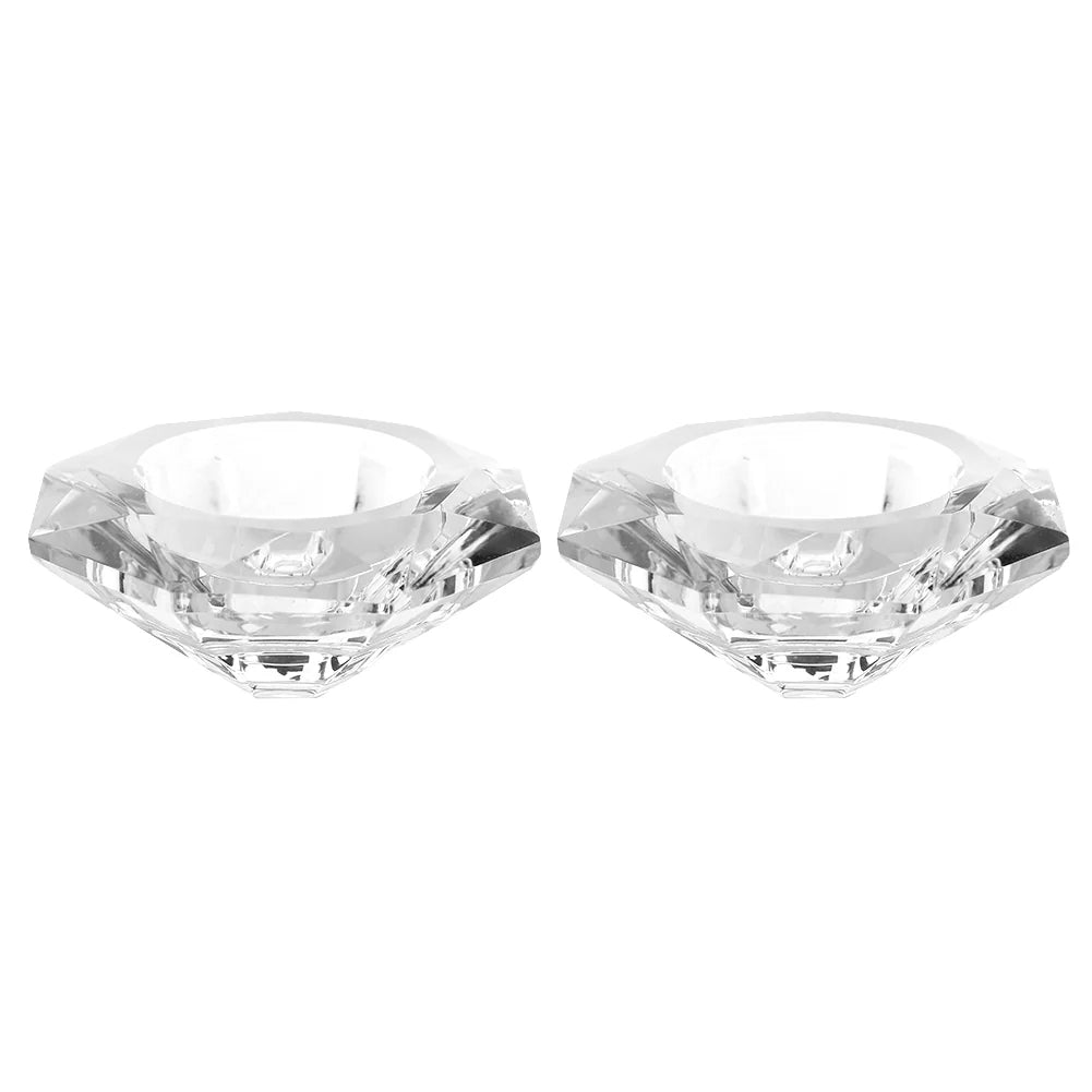 Two clear diamond-shaped tea light  holders on a white background - AFH Bargains