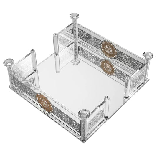 Decorative crystal napkin holder with silver embellishments on a white background - AFH Bargains