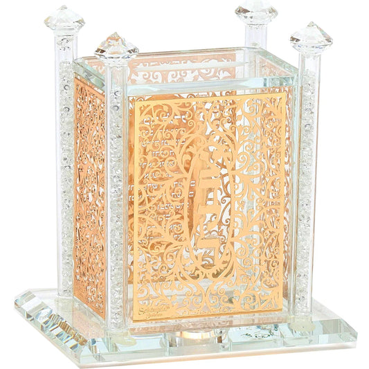 Decorative crystal charity box with intricate gold design on a white background - AFH Bargains