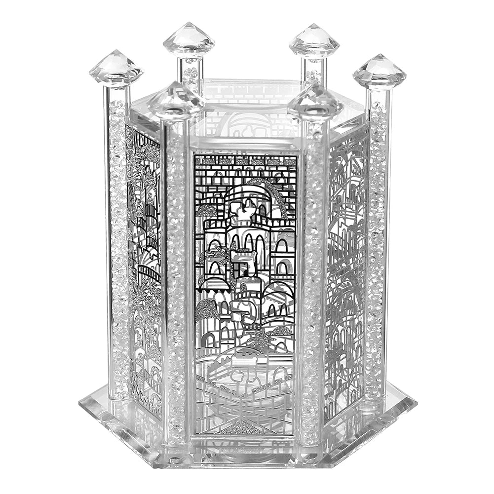Silver octagon charity box - Jerusalem design on a white background - AFH Bargains