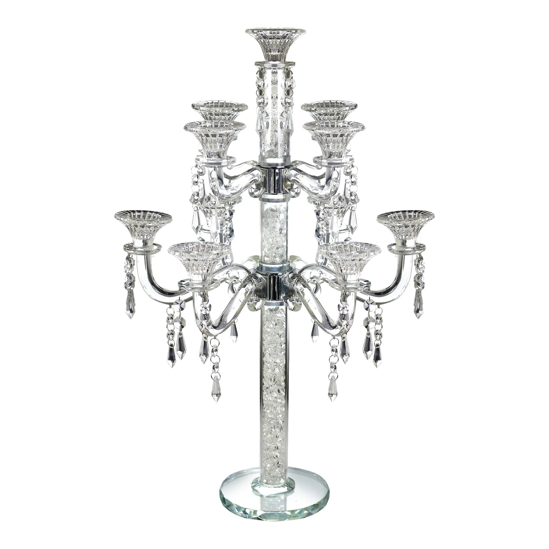 two - tier classic crystal candelabra - on a white background - AFH Bargains
