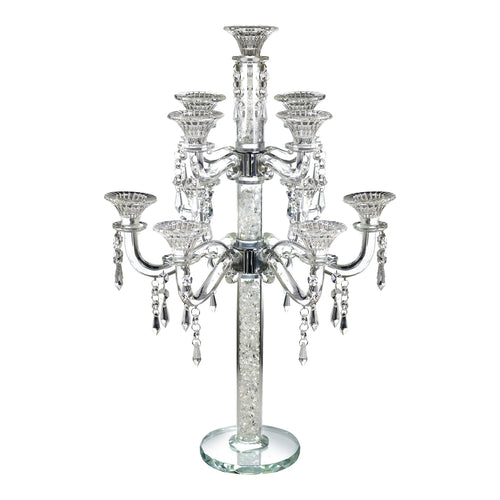 two - tier classic crystal candelabra - on a white background - AFH Bargains