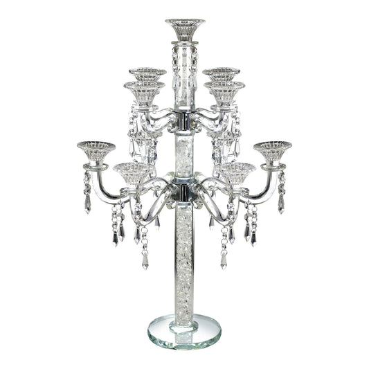 two - tier classic crystal candelabra - on a white background - AFH Bargains