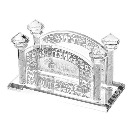 Crystal napkin holder with architectural design. AFH Bargains