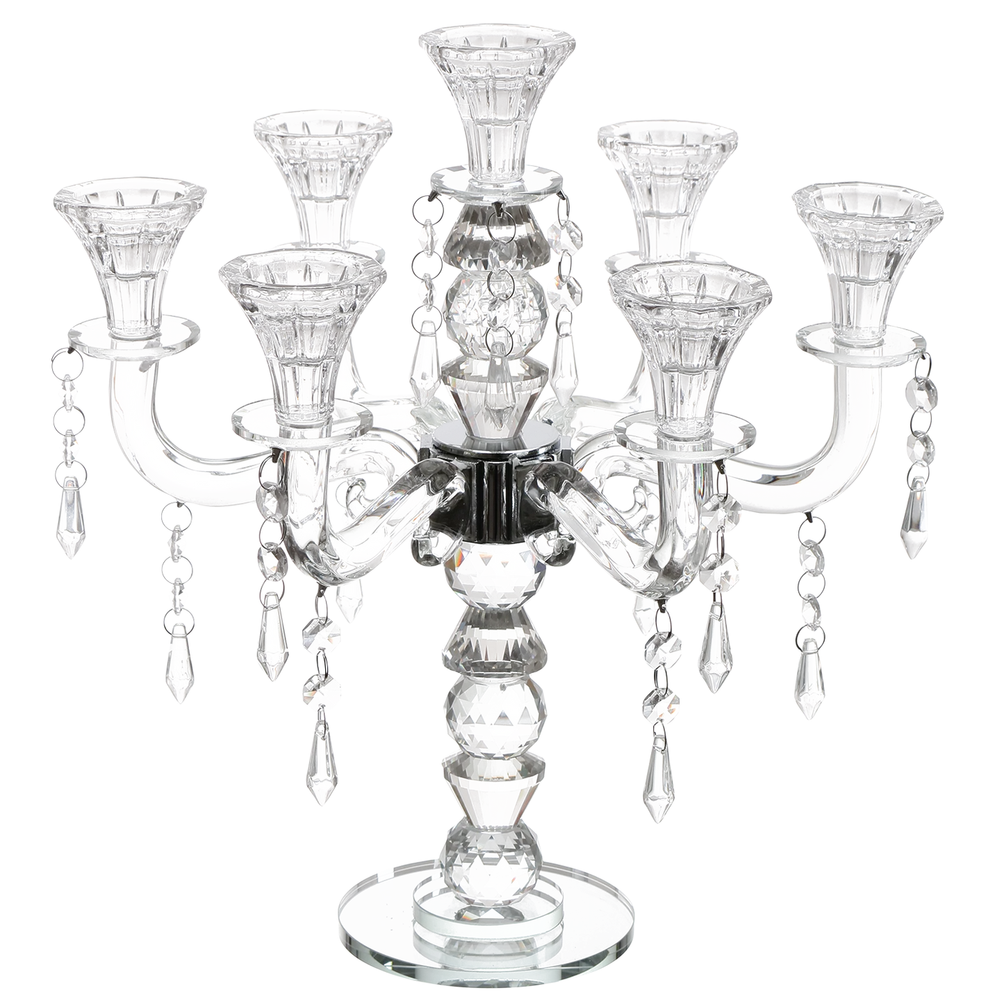 Clear glass candelabra with multiple candle holders - AFH Bargains