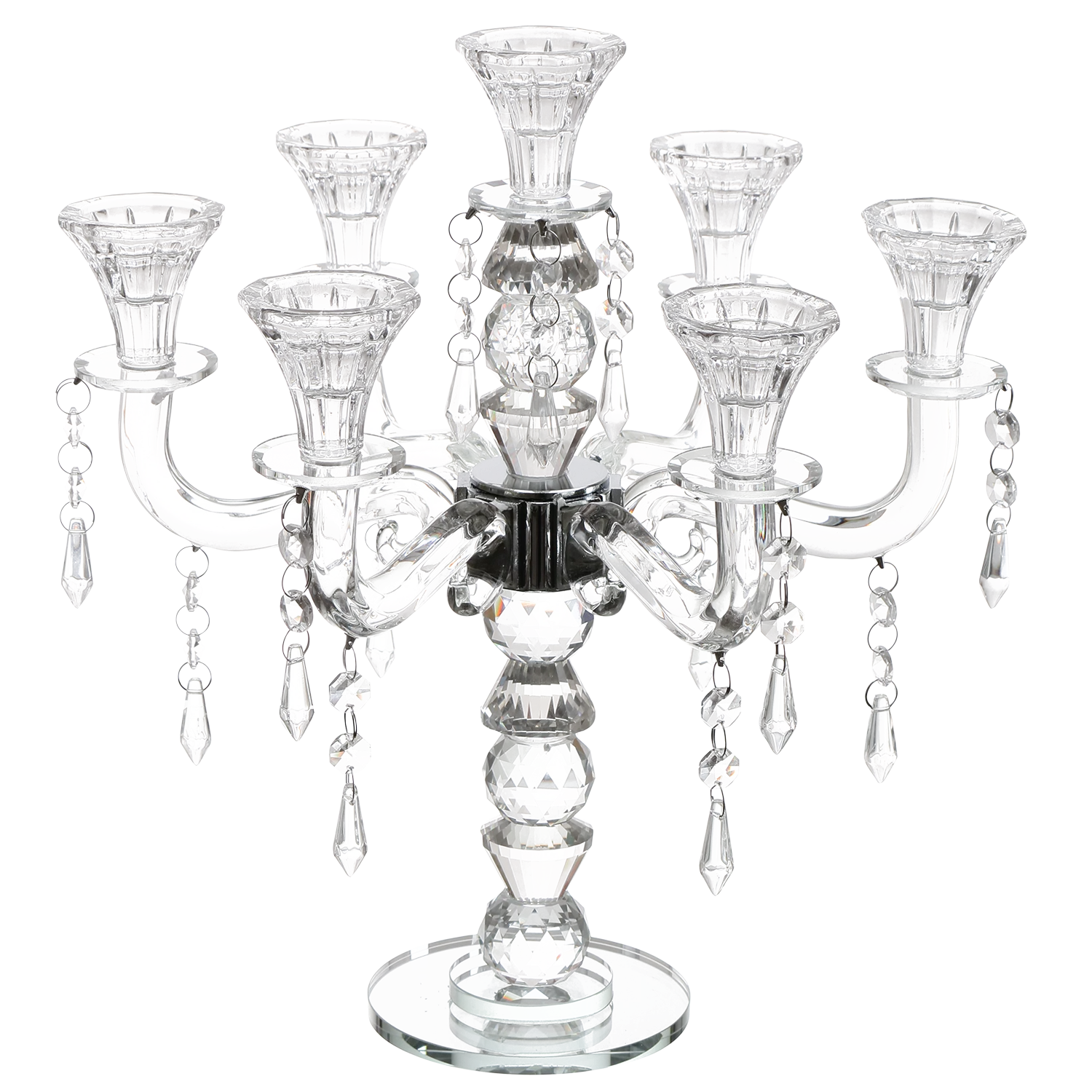 Clear glass candelabra with multiple candle holders - AFH Bargains