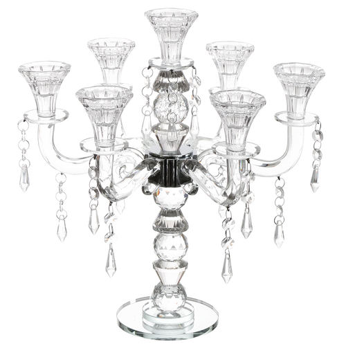 Clear glass candelabra with multiple candle holders - AFH Bargains