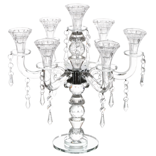 Clear glass candelabra with multiple candle holders - AFH Bargains