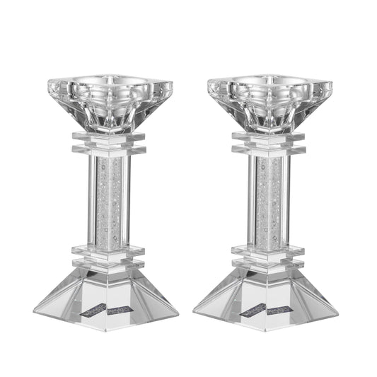 Two crystal candle holders on a white background -AFH Bargains