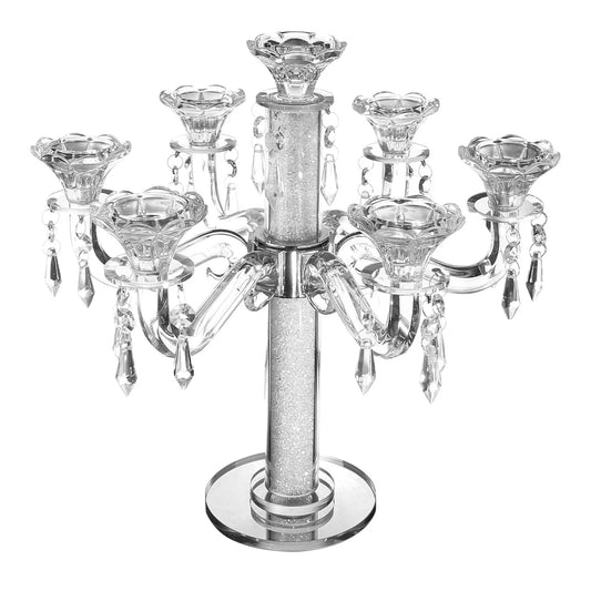 Crystal candelabra with multiple candle holders on a white background - AFH Bargains