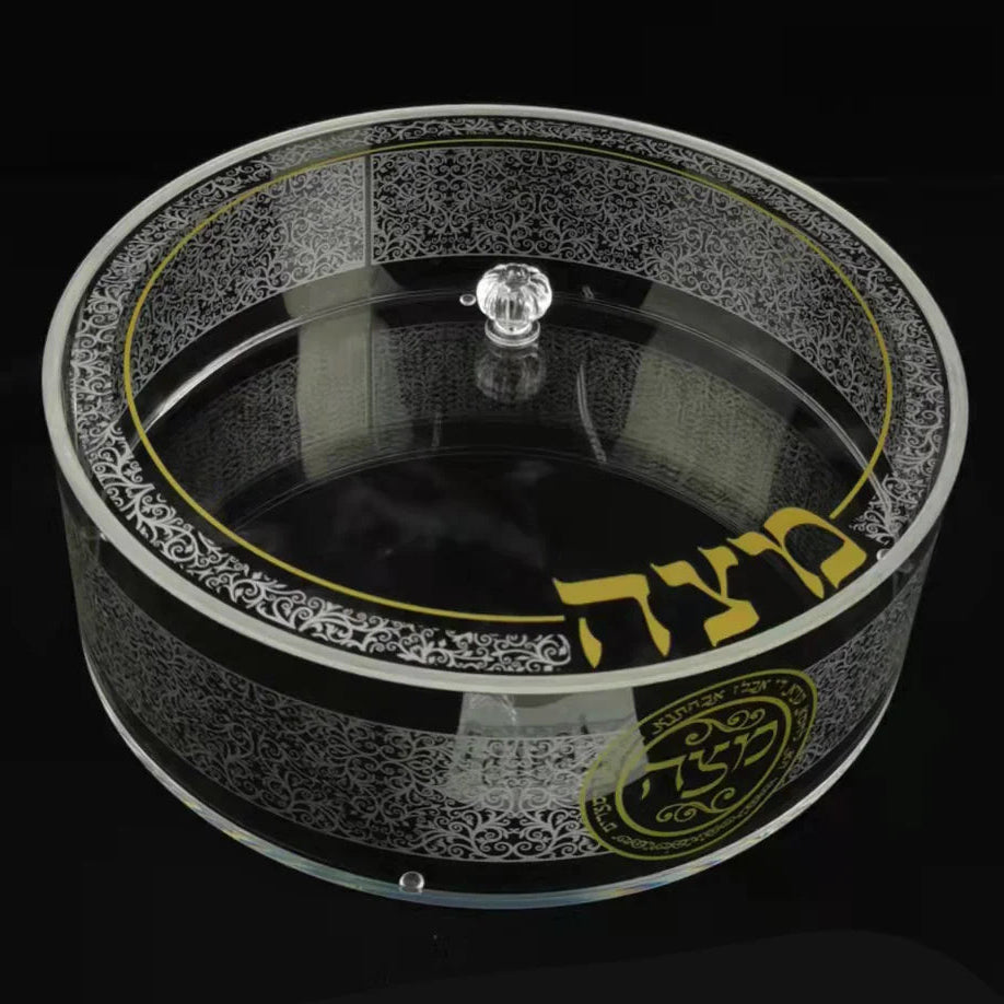 Passover Matzah Box with intricate designs and text on a black background - AFH Bargains