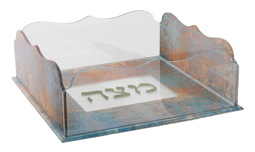 Decorative glass holder with Hebrew text on a white background AFH-Bargains