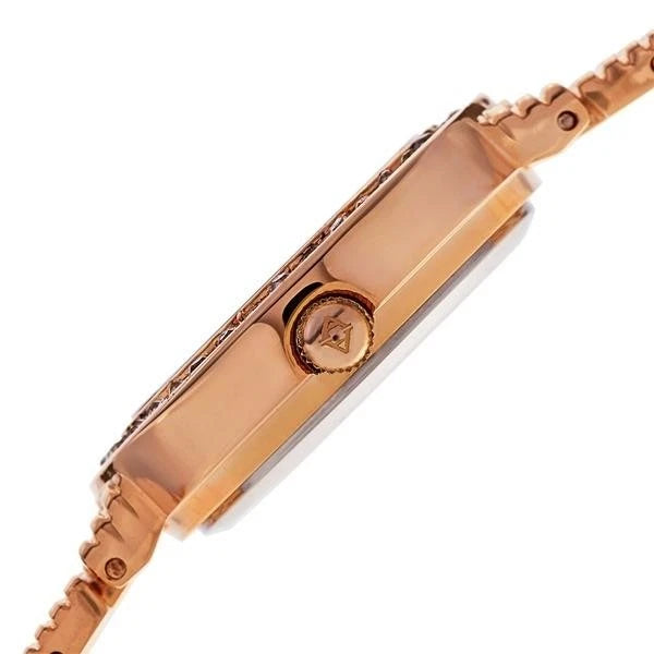 Akribos XXIV Rose Gold Flashed Alloy Case on Rose Gold Bracelet, White Mother of Pearl Dial with Rose Gold Tone Hands