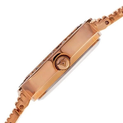Akribos XXIV Rose Gold Flashed Alloy Case on Rose Gold Bracelet, White Mother of Pearl Dial with Rose Gold Tone Hands