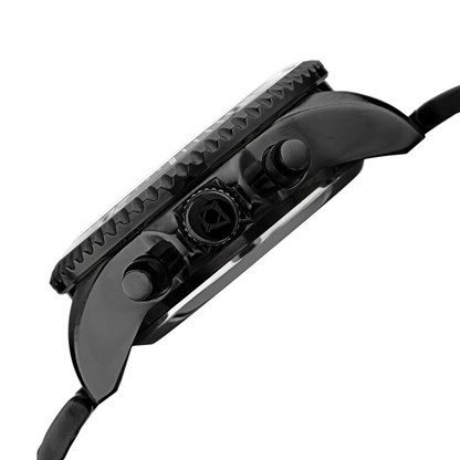 Akribos XXIV Ion Plated Black SMART Diver Watch, with Black Bezel, on a Stainless Steel Black Bracelet