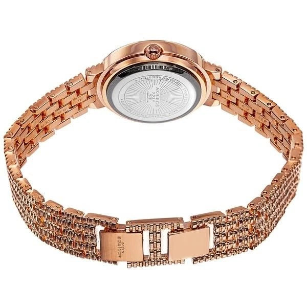 Akribos XXIV Rose Gold Flashed Alloy Case on Rose Gold Bracelet, White Mother of Pearl Dial with Rose Gold Tone Hands