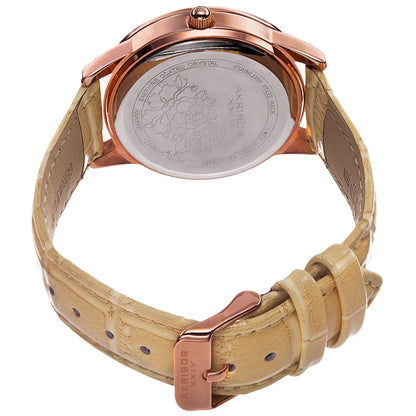 Akribos XXIV Yellow Gold Ion Plated Alloy Case on Gold Bracelet, Black Dial with Gold Tone Hands