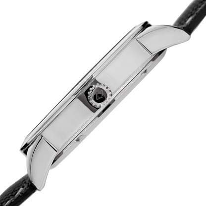 Akribos XXIV Silver Tone Case on Black Strap, Black Dial with Black Hands