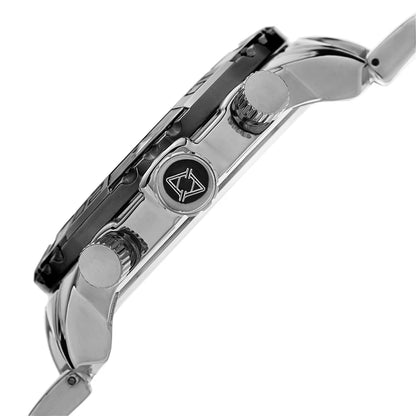 Akribos XXIV Silver and Black Ion Plated Alloy Case on Silver and Black Bracelet, Black Dial with Black Hands