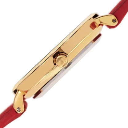 Akribos XXIV Gold Tone Case on Red Strap, Silver Dial with Gold Tone Hands
