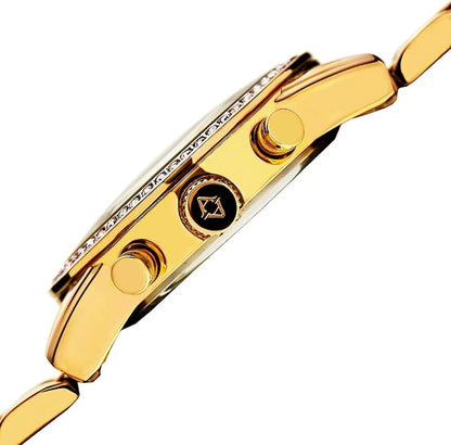 Akribos XXIV Gold Tone Case on Yellow Gold Bracelet, Champagne Dial with Gold Tone Hands