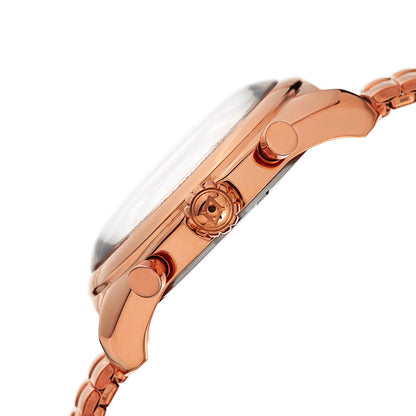 Akribos XXIV Rose Gold Ion Plated Alloy Case on Rose Gold Bracelet, Silver Dial with Black and Rose Gold Tone Hands