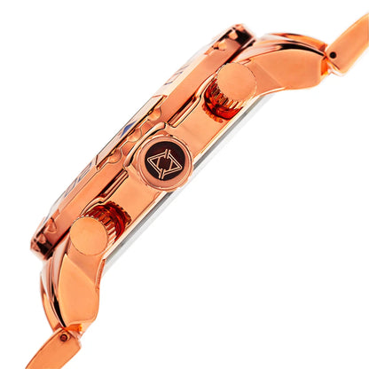 Akribos XXIV Rose Gold Ion Plated Alloy Case on Rose Gold Bracelet, Blue Dial with Rose Gold Tone Hands