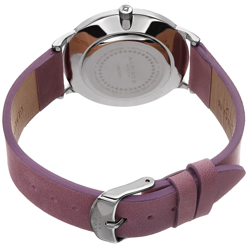 Akribos XXIV Silver Tone Case on Purple Strap, Silver Dial with Silver Tone Hands