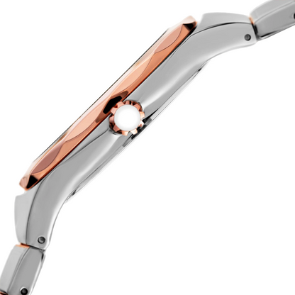 Akribos XXIV Two Tone Case on Two Tone Bracelet, White Dial with Rose Gold Tone Hands