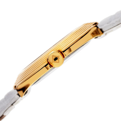 Akribos XXIV Gold Tone Case on White Strap, White Mother of Pearl Dial with Gold Tone Hands