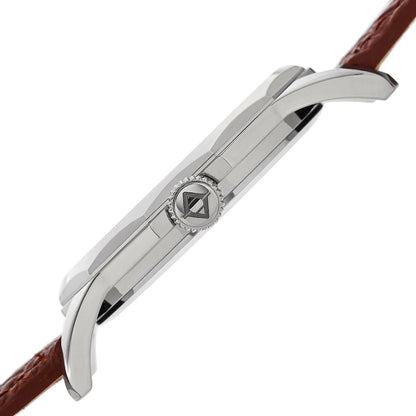 Akribos XXIV Silver Tone Case on Brown Strap, Gold Dial with Silver Tone Hands